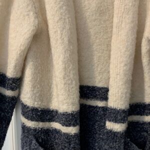 American Eagle Outfitters Cream and Black Striped Cardigan